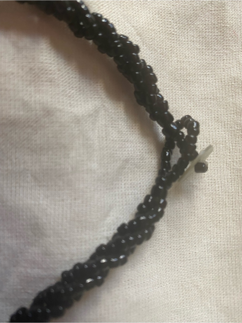 Vintage Abalone Shell and White Resin Pendant Necklace — Black Beaded Strand - Picture 4 of 4